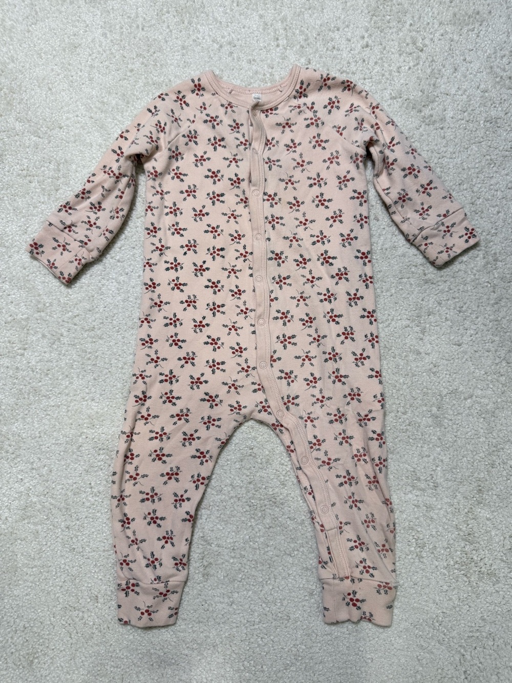 Rylee + Cru Organic Cotton Christmas Holly Snap Front One-Piece 12-18 Months